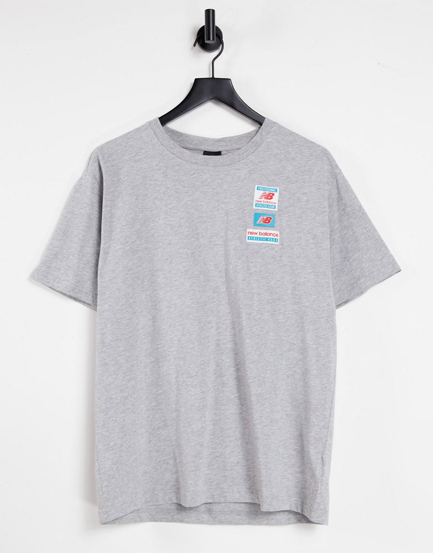 New Balance stacked label logo T-shirt in gray-Grey