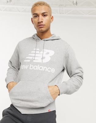 New Balance stacked logo hoodie in gray | ASOS