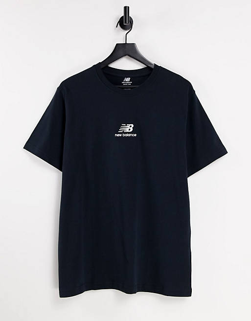 T-Shirts & Vests New Balance stacked logo t-shirt in black - exclusive to  