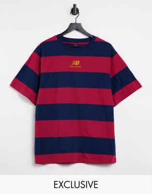 New Balance striped T-shirt in red and navy Exclusive to ASOS