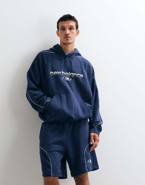 New Balance - sudadera con capucha de felpa francesa Trackside en azul marino NB - view 1