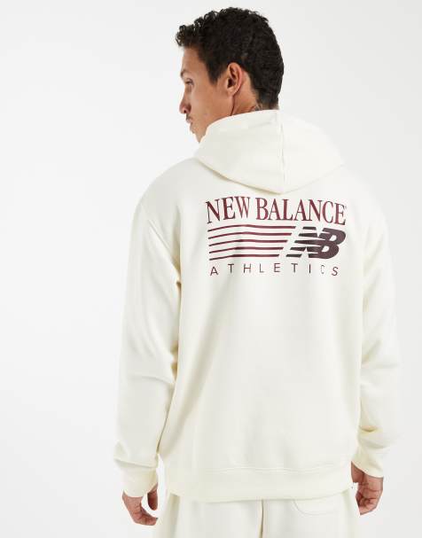 New Balance - sudadera con capucha de forro polar con gráfico, blanco roto - view 1