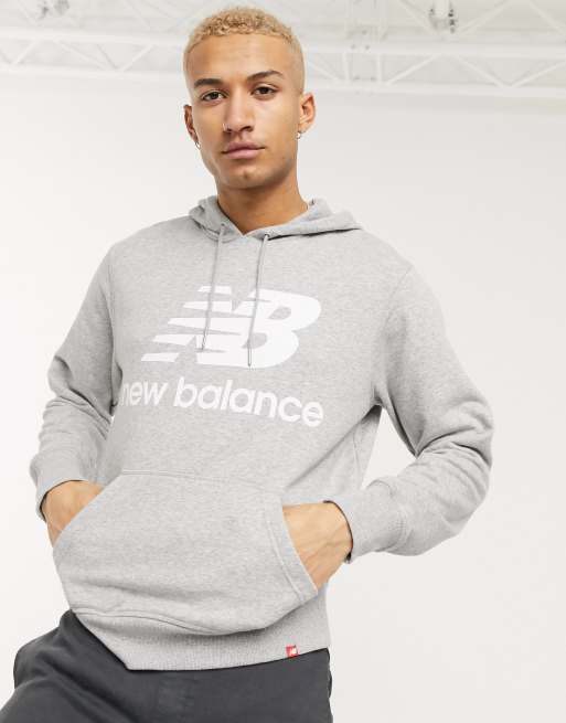 New Balance - Sweat à capuche avec large logo - Gris