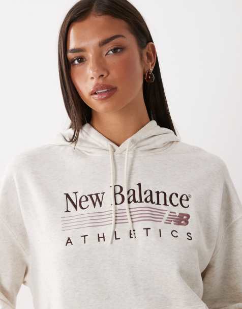 New Balance sweat à capuche en molleton français beige - view 1