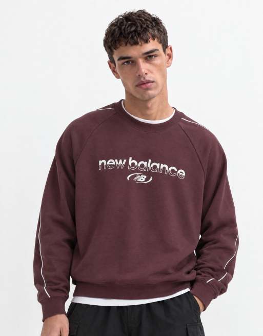 New Balance sweat à col rond Trackside en molleton français, cerise, 6 de 9