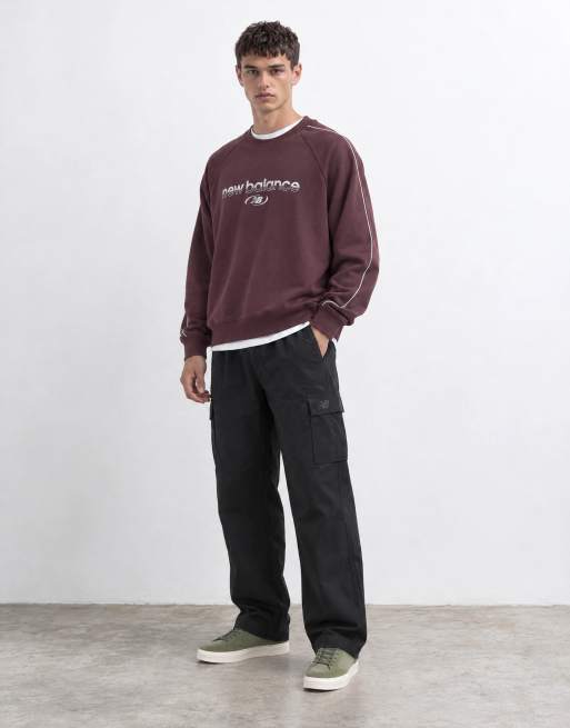 New Balance sweat à col rond Trackside en molleton français, cerise, 8 de 9