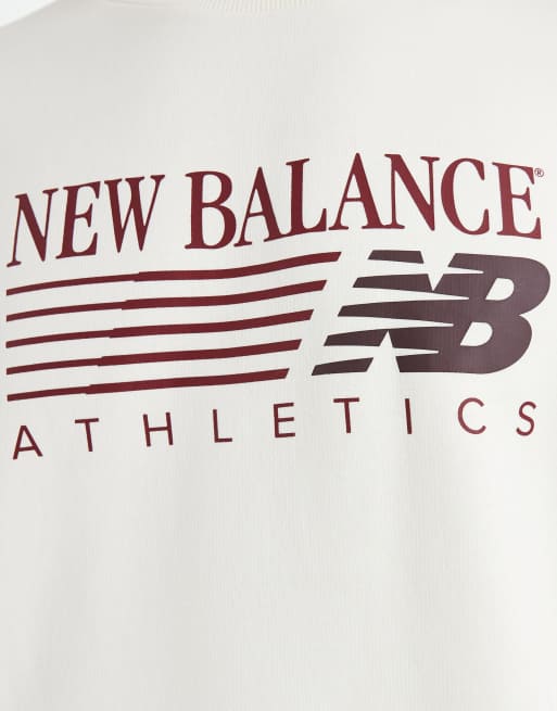 New Balance sweatshirt i fleece med grafisk print i råhvid, 3 af 5