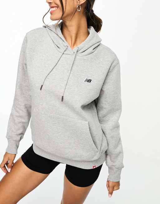 New Balance - Sweatshirt met capuchon en logo in grijs