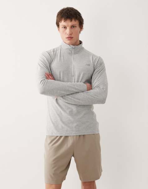 New Balance - Sweatshirt met space-dye en 1/4 rits in groen - view 1