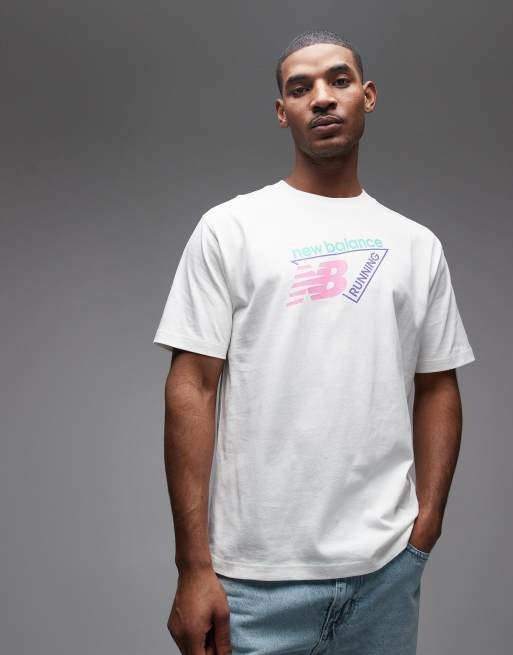 New Balance - T-shirt classique avec logo tricolore - Blanc
