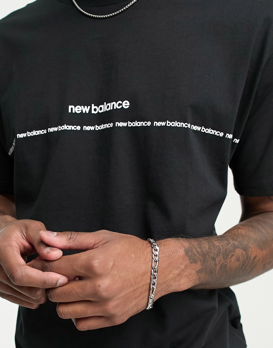 T-shirt con logo lineare, colore nero-Black - New Balance T-shirt donna  - immagine1