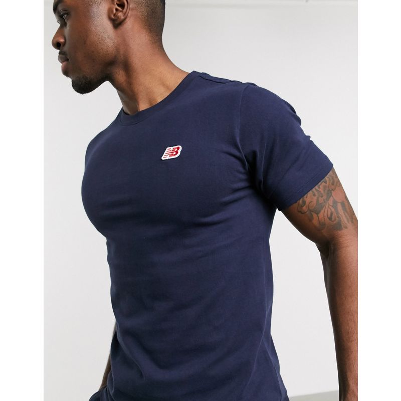 Uomo 5PGN8 New Balance - T-shirt con logo piccolo blu navy