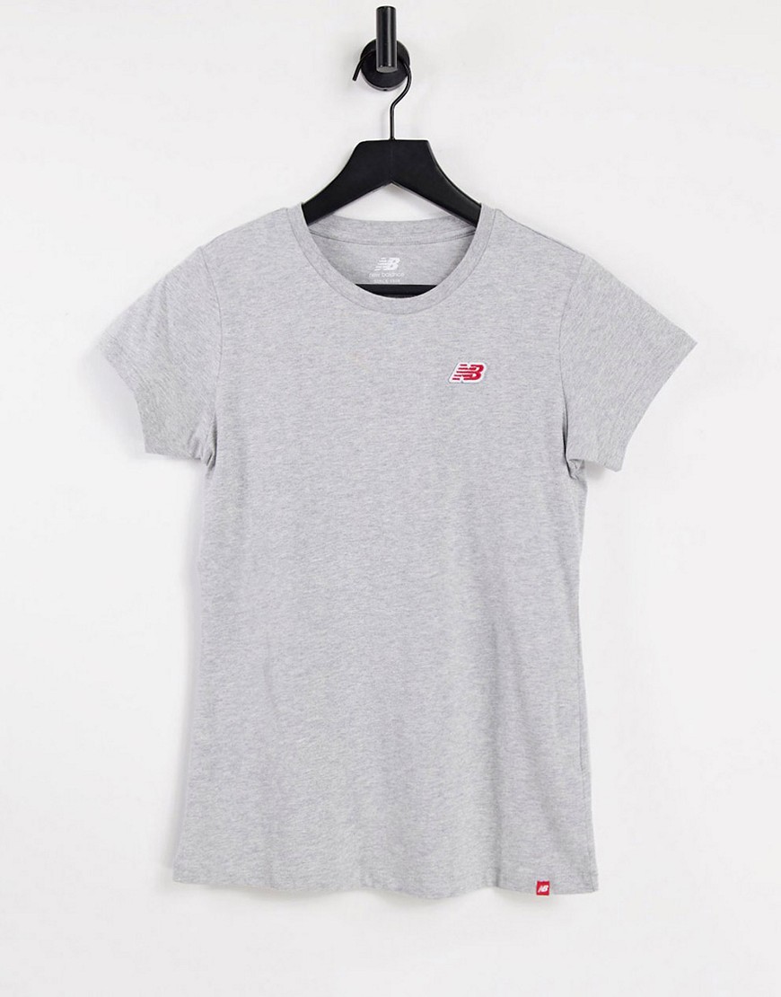 T-shirt con logo piccolo grigia-Grigio - New Balance T-shirt donna Grigio