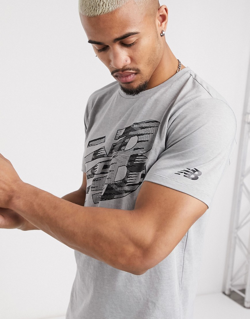 New Balance - T-shirt da corsa con logo grigia-Grigio