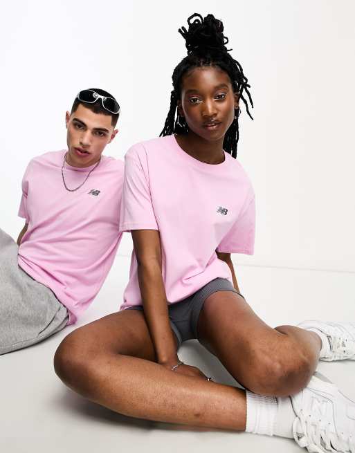 New Balance - T-shirt met klein logo in roze, 4 van 4