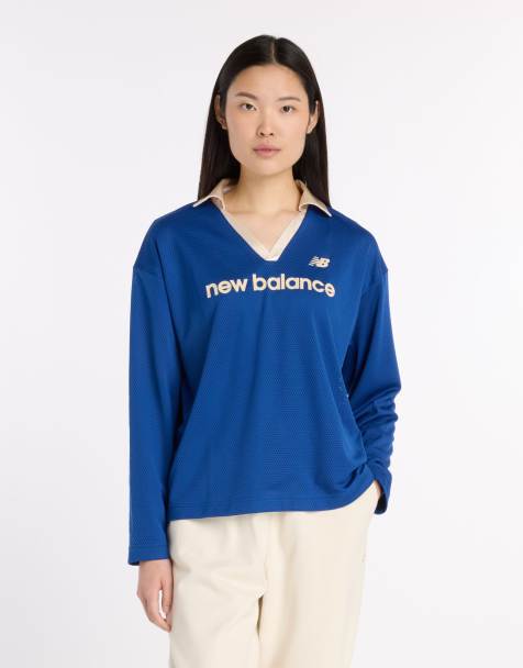 New Balance - T-shirt van mesh met lange mouwen in donkerblauw - view 1