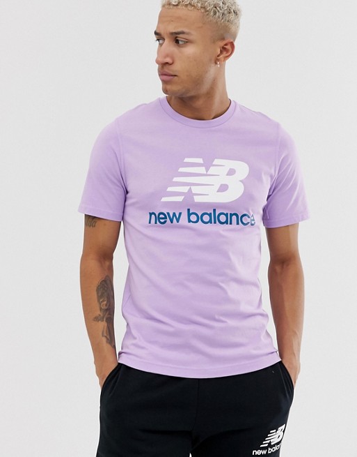 New Balance t-shirt with large logo in pink | ASOS