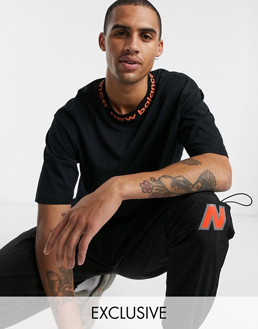 New Balance t-shirt with tape logo neck in black