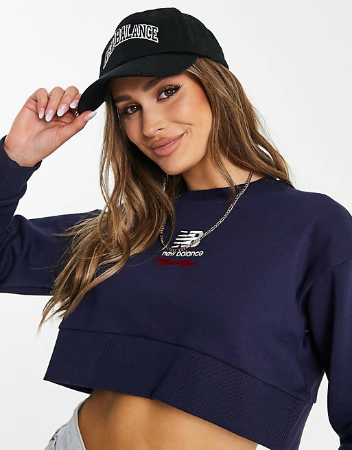 New Balance taped cropped sweatshirt in navy - exclusive to  