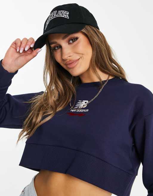 Cropped navy outlet sweatshirt