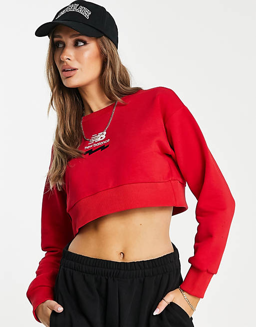  New Balance taped cropped sweatshirt in red - exclusive to  
