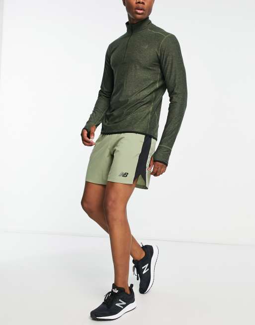 New Balance Tenacity 7 inch shorts in olive 