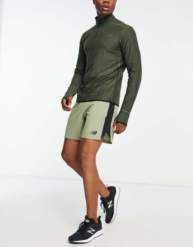 New Balance Tenacity 7 inch shorts in olive