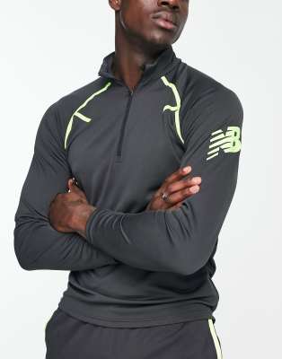 New Balance Tenacity Grit 1/4 zip long sleeve football top in black