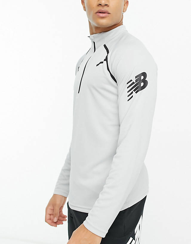 New Balance - tenacity grit 1/4 zip long sleeve football top in grey