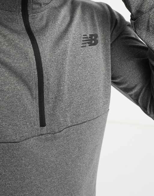 New Balance - Tenacity - Top à manches longues, capuche et col zippé - Gris, 4 de 4