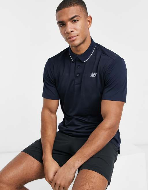 New Balance Tennis rally performance polo shirt in black ASOS