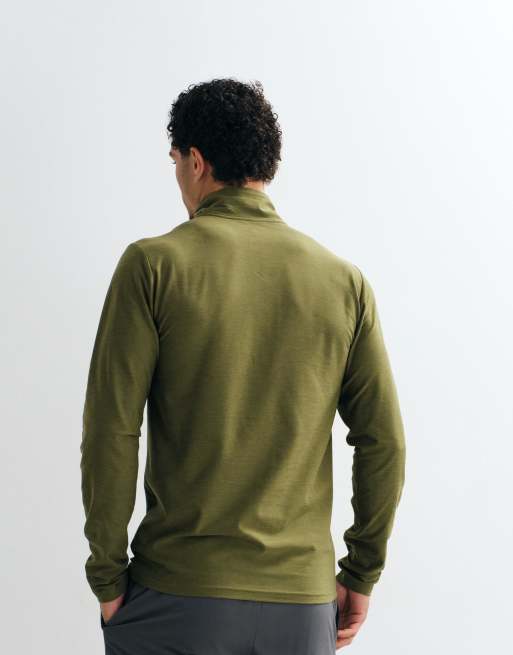 New Balance - top con cremallera de 1/4 y efecto space dye en caqui, 4 de 5
