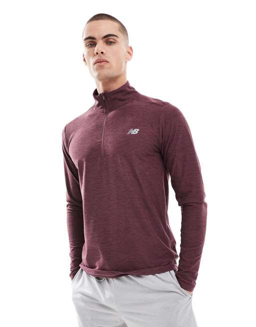 New Balance - Top teinté par section à col zippé - Prune délavé