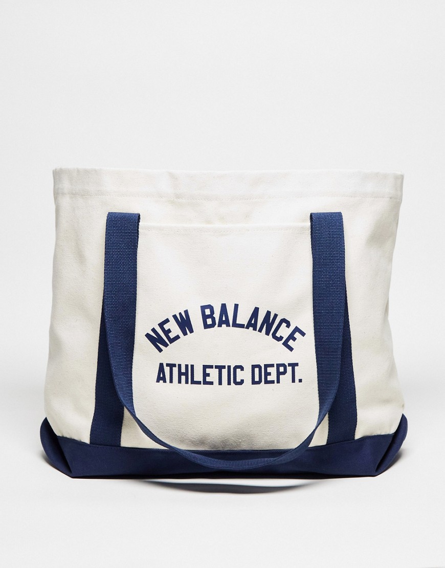 New Balance tote bag in canvas and navy-White