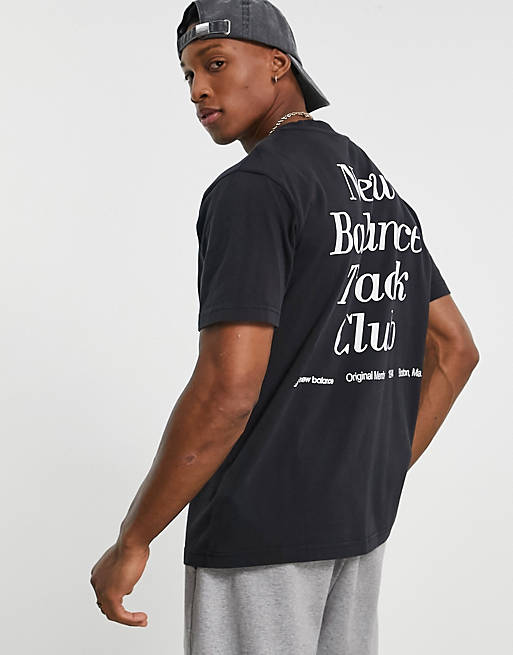 Men New Balance track club backprint t-shirt in black 