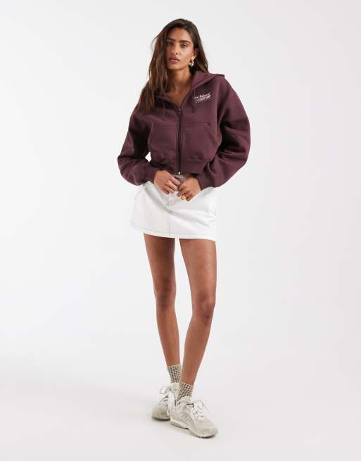 New Balance - Trackside - Brun hættetrøje med gennemgående lynlås i fleece, 3 af 4