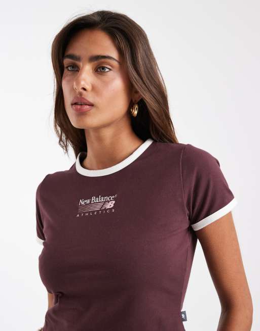 New Balance – Trackside – Brun t-shirt med kantrand, 2 av 4