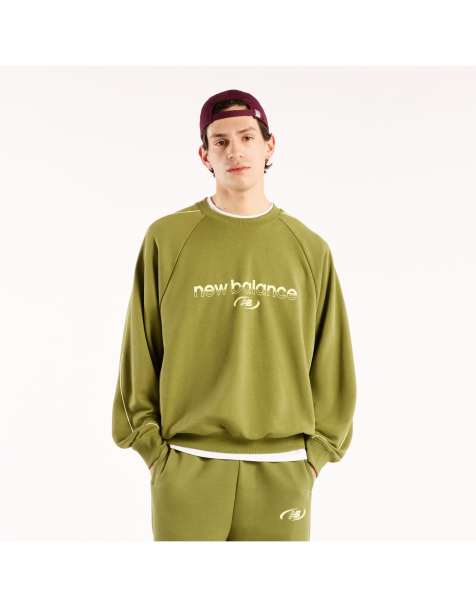 New Balance - Trackside - Felpa girocollo in spugna verde sportivo - view 1