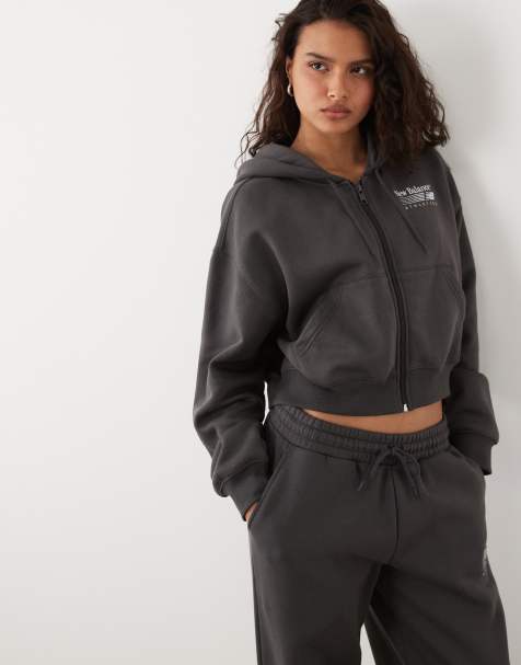 New Balance Trackside fleece full-zip hoodie in grey - view 1