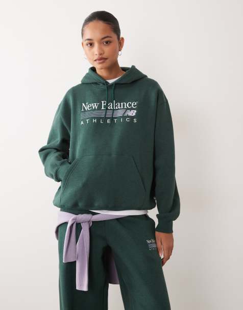 New Balance Trackside fleece hoodie in nordic green heather - view 1