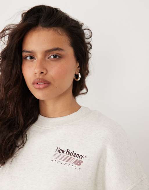 New Balance Trackside fleece sweatshirt in beige, 3 of 4