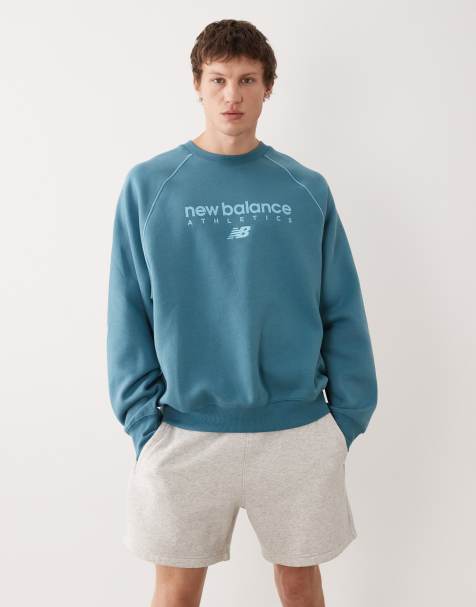 New Balance – Trackside – Fleece-Sweatshirt in Blau mit Rundhalsausschnitt - view 1
