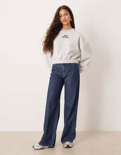 New Balance trackside fleece sweatshirt in heather grey, 3 of 4