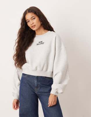 New Balance - Trackside - Fleece-Sweatshirt in meliertem Grau