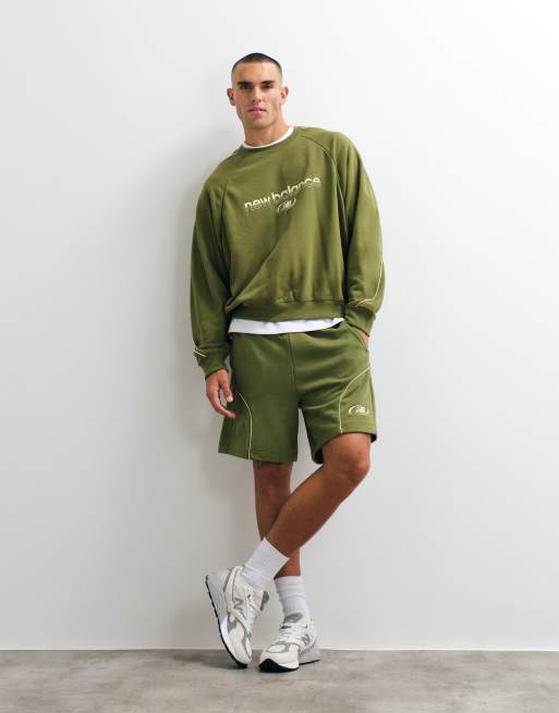 New Balance Trackside french terry crew in sport green, 2 of 5