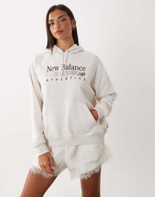 New Balance Trackside french terry hoodie in beige, 3 of 4