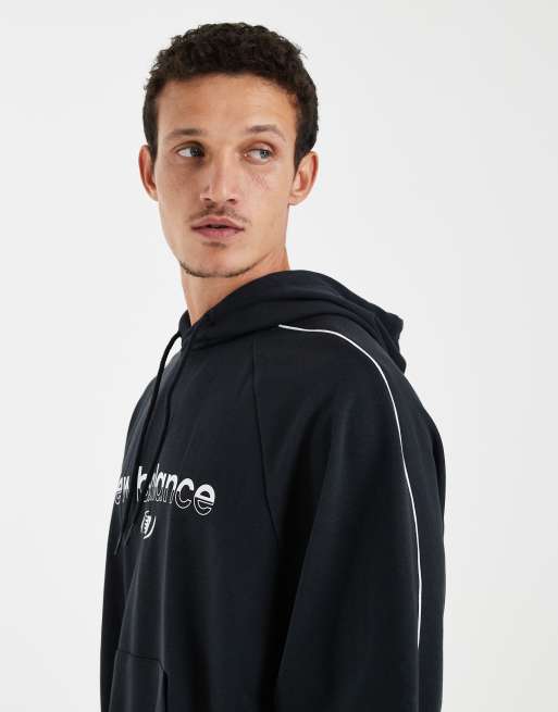 New Balance trackside french terry hoodie in black, 4 of 5