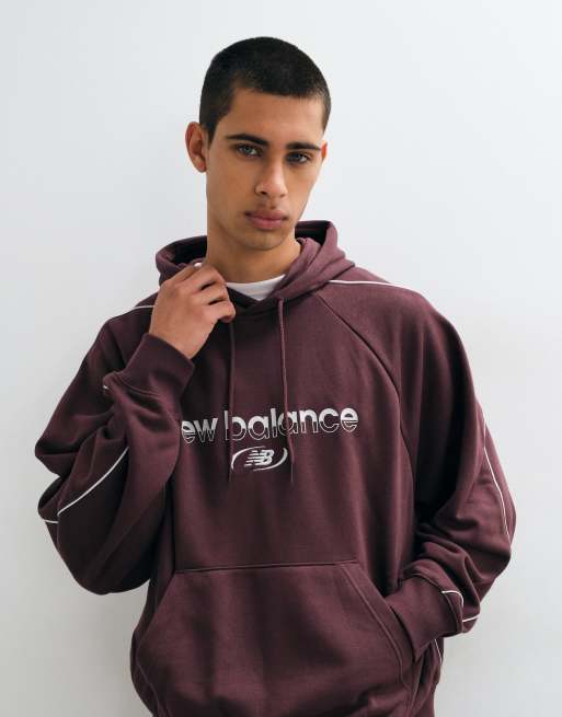 New Balance Trackside french terry hoodie in cherry leather, 2 of 5