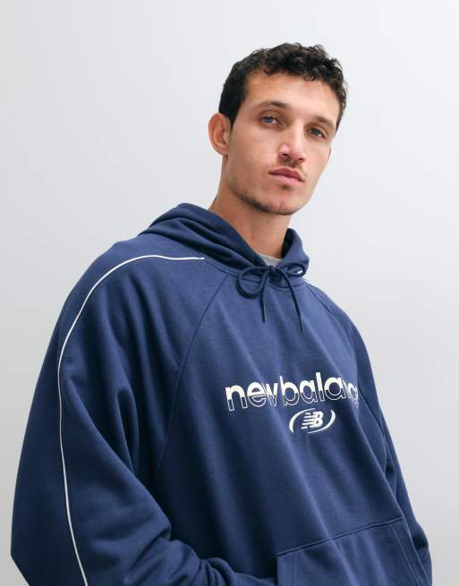 New Balance Trackside french terry hoodie in nb navy, 3 of 5