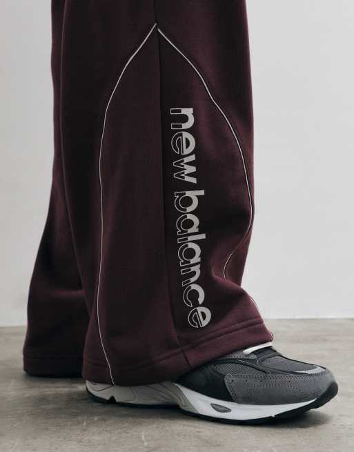 New Balance Trackside french terry pant in cherry leather, 3 of 5